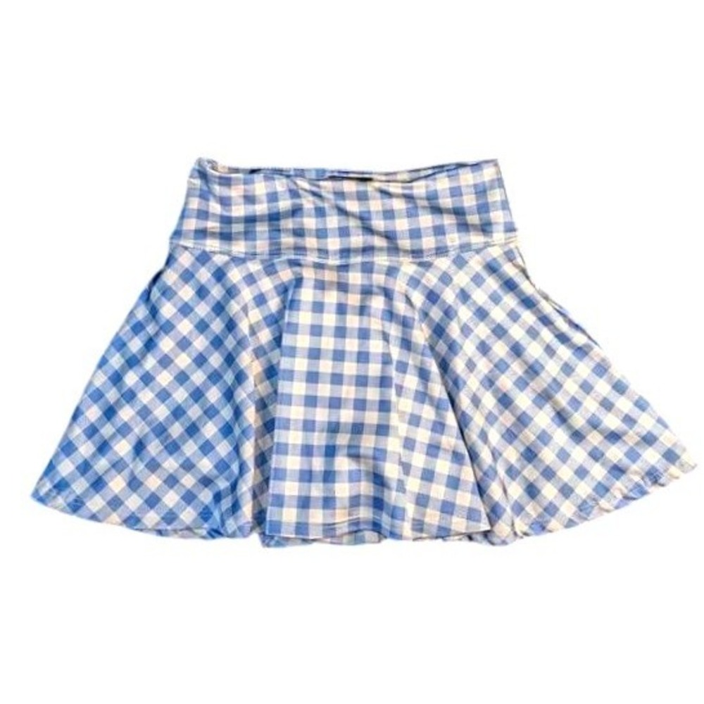 Originality By Altar'd State~Gingham Pleated Athleisure Skort~Blue/White~Medium